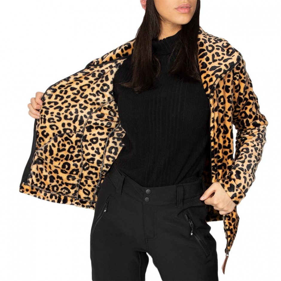 PROTEST PACO 21 LEOPARD PRINT FLEECE JACKET TORTILLA