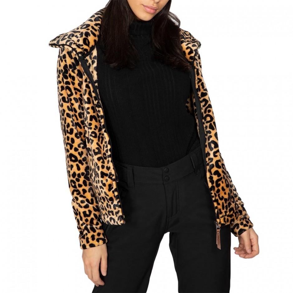 PROTEST PACO 21 LEOPARD PRINT FLEECE JACKET TORTILLA