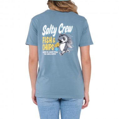 SALTY CREW FISH N CHIPS BOYFRIEND TEE ATLANTIC GREEN