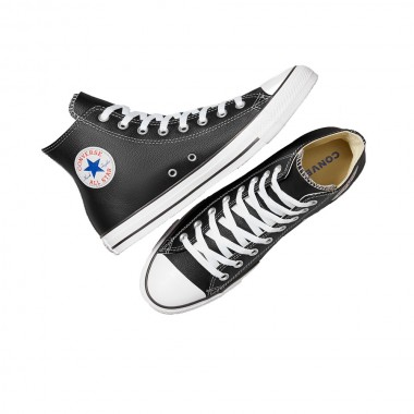 CONVERSE CHUCK TAYLOR HI ALL STAR LEATHER SHOES BLACK