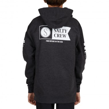 SALTY CREW ALPHA FLAG BOYS HOODIE CHARCOAL HEATHER