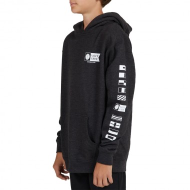 SALTY CREW ALPHA FLAG BOYS HOODIE CHARCOAL HEATHER