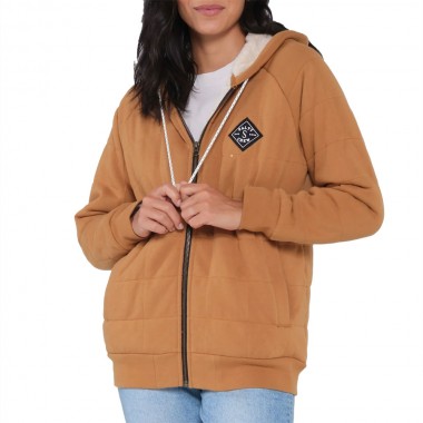 SALTY CREW SEEKING SHERPA ZIP HOODIE WORKWEAR BROWN