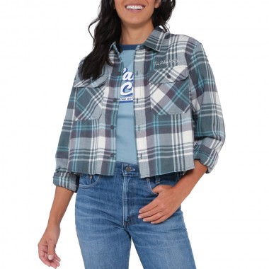 SALTY CREW GOLDEN AGE CROP FLANNEL SHIRT SAGE