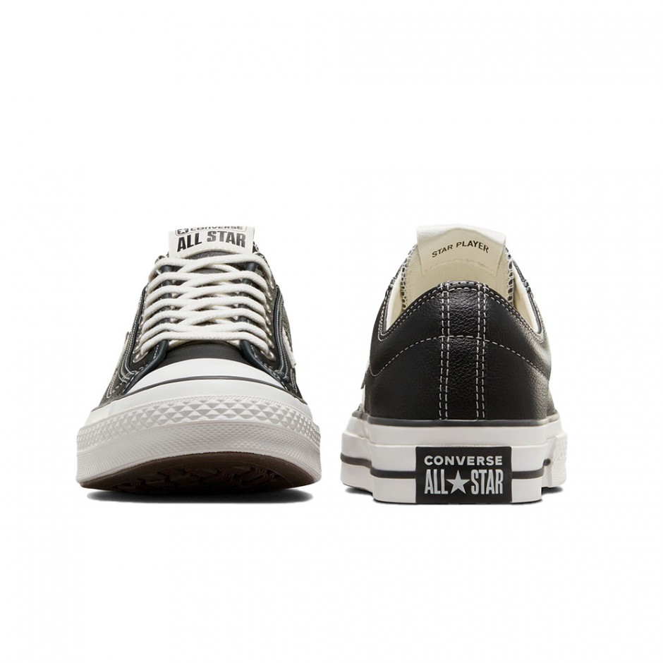 CONVERSE STAR PLAYER 76 FALL LEATHER SHOES BLACK/WHITE/SILVER