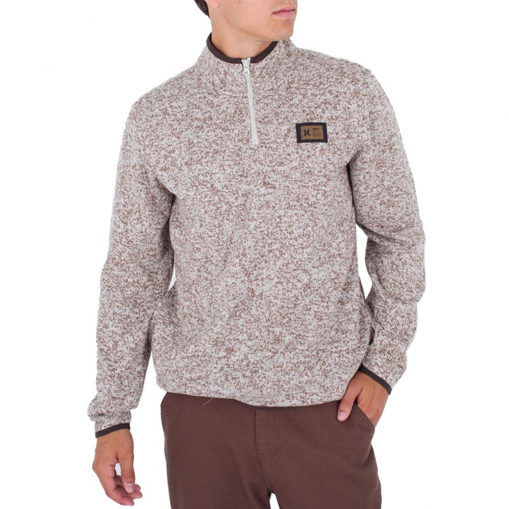 MENS HURLEY BONE MESA RIDGELINE QUARTER ZIP PULLOVER