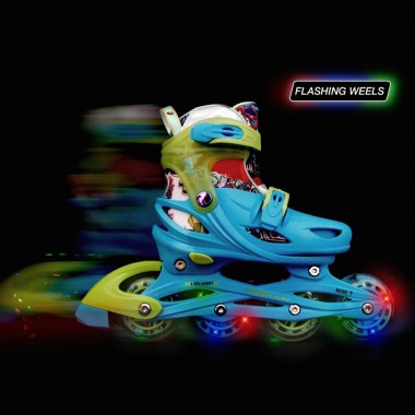 PLY Flash boy Adjustable Inline Skates - Sky Blue/Lime