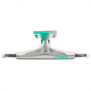 TENSOR Alum Stencil Mirror Trucks - Raw/Green Fade